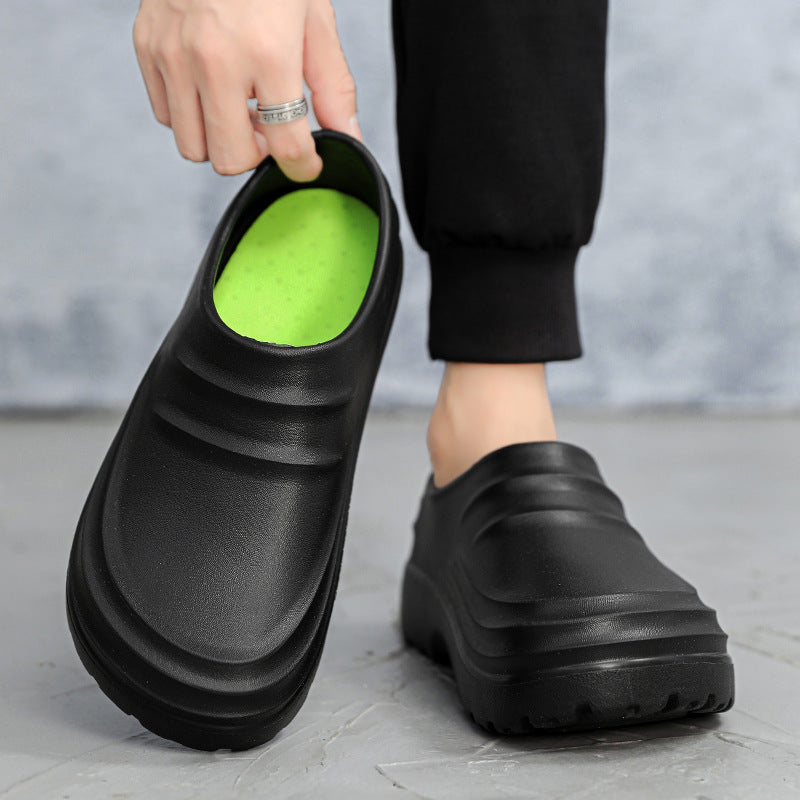 Waterproof, non-slip, thick-soled, closed-toe slippers