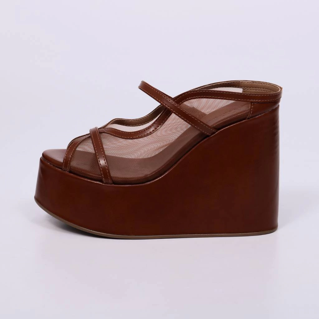 Mesh wedge heels