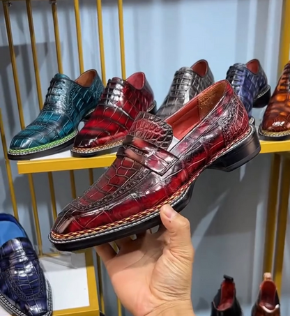 Luxury Crocodile-Embossed Leather Loafers