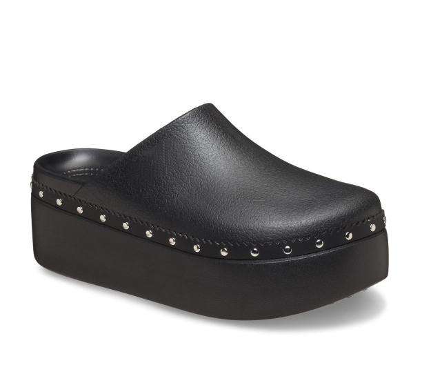 Women's studded thick-soled wooden clogs