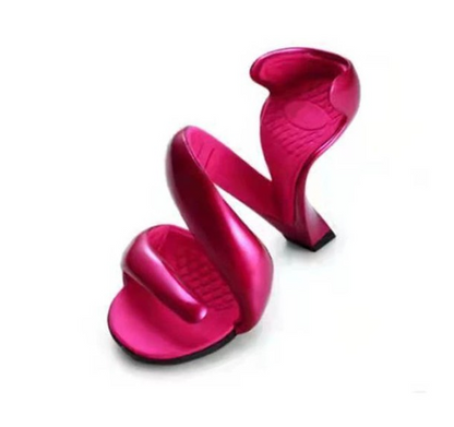 Serpentine Cutout Retro-Futuristic High-Heel Sandals