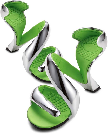 Serpentine Cutout Retro-Futuristic High-Heel Sandals