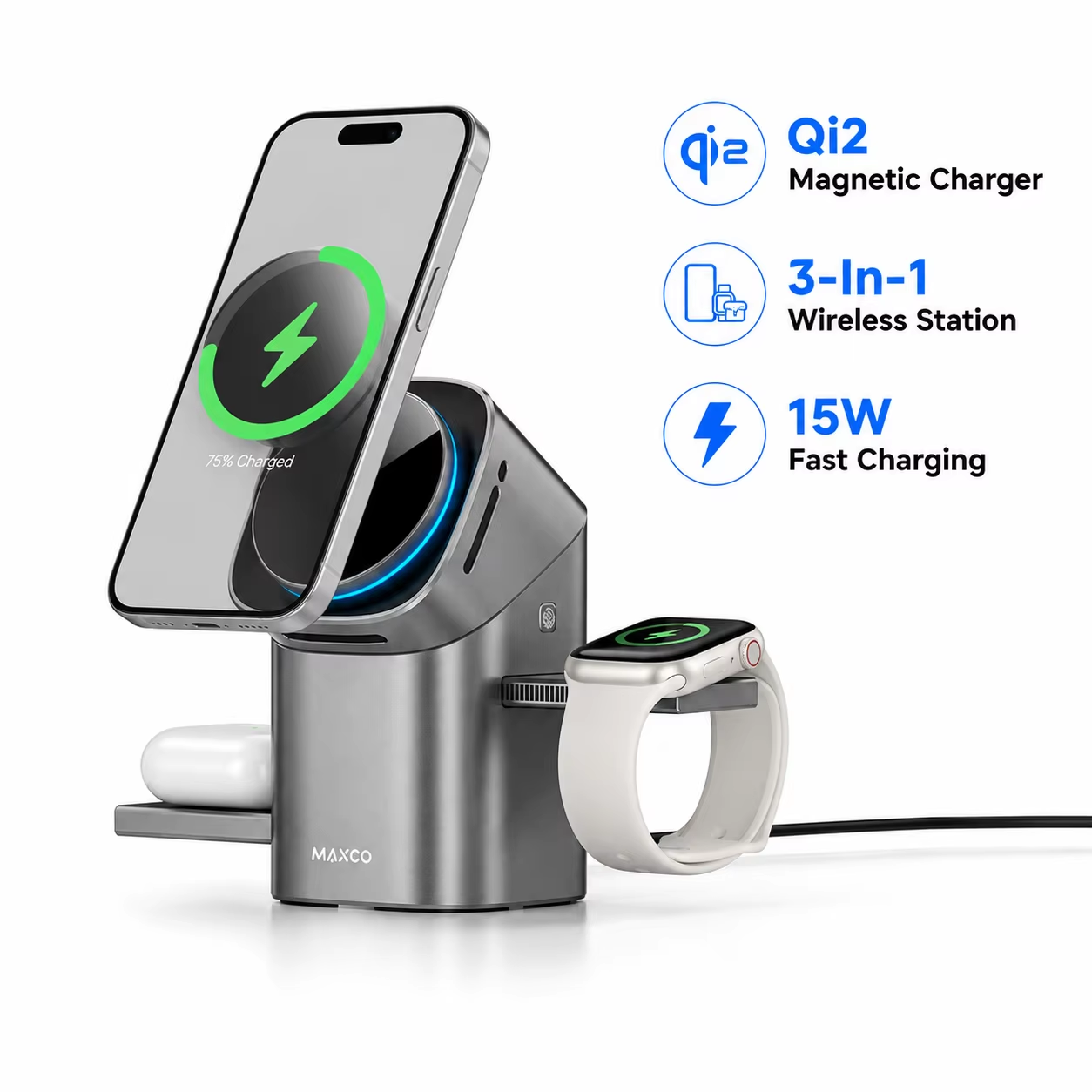 3-in-1 Foldable Magnetic Wireless Charging Station