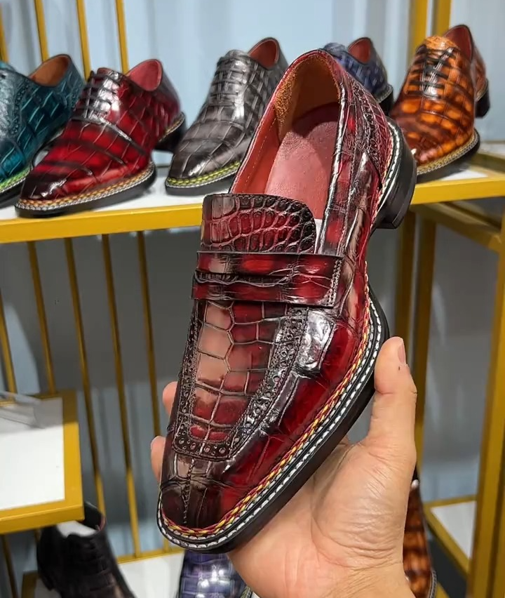 Luxury Crocodile-Embossed Leather Loafers