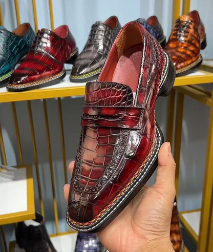 Luxury Crocodile-Embossed Leather Loafers