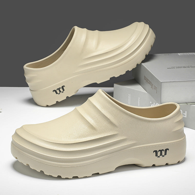 Waterproof, non-slip, thick-soled, closed-toe slippers