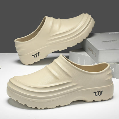 Waterproof, non-slip, thick-soled, closed-toe slippers