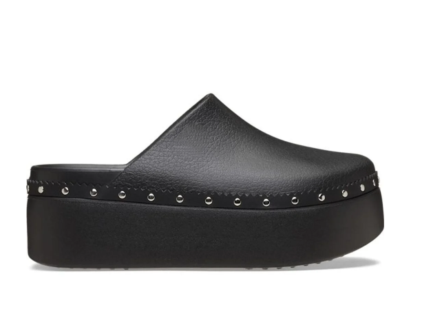 Women's studded thick-soled wooden clogs