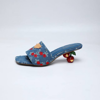 Cherry Low-Heel Slides