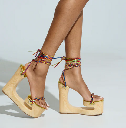 Colorful woven women's sandals