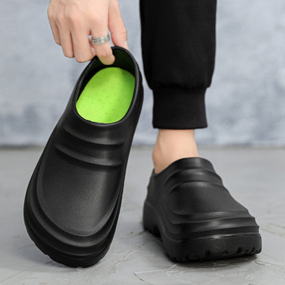 Waterproof, non-slip, thick-soled, closed-toe slippers