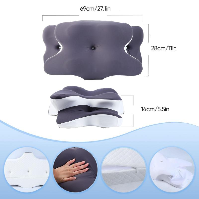 Double-sided curved neck pillow, unscented supportive memory foam.