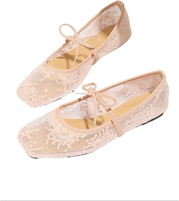 Polka dot mesh ballet flats