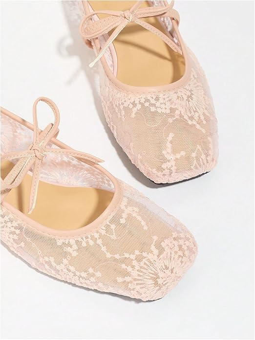 Polka dot mesh ballet flats