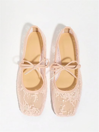 Polka dot mesh ballet flats