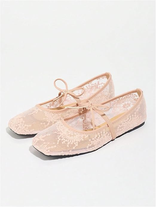 Polka dot mesh ballet flats