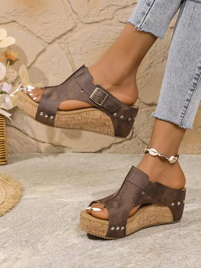 Women's fashionable platform high-heeled open-toe shoes