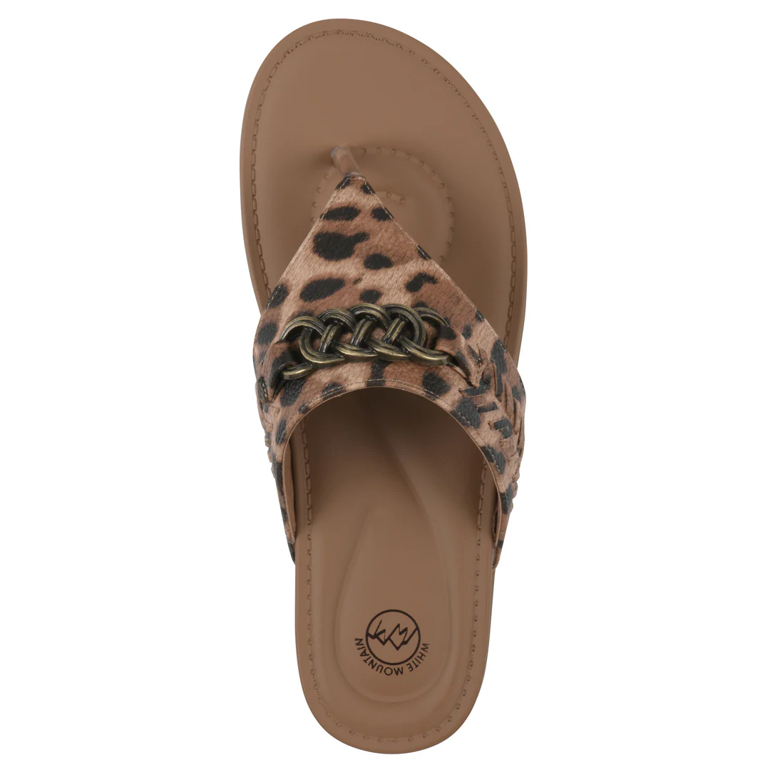 Tan Leopard Faux Leather Aladdin Sandal