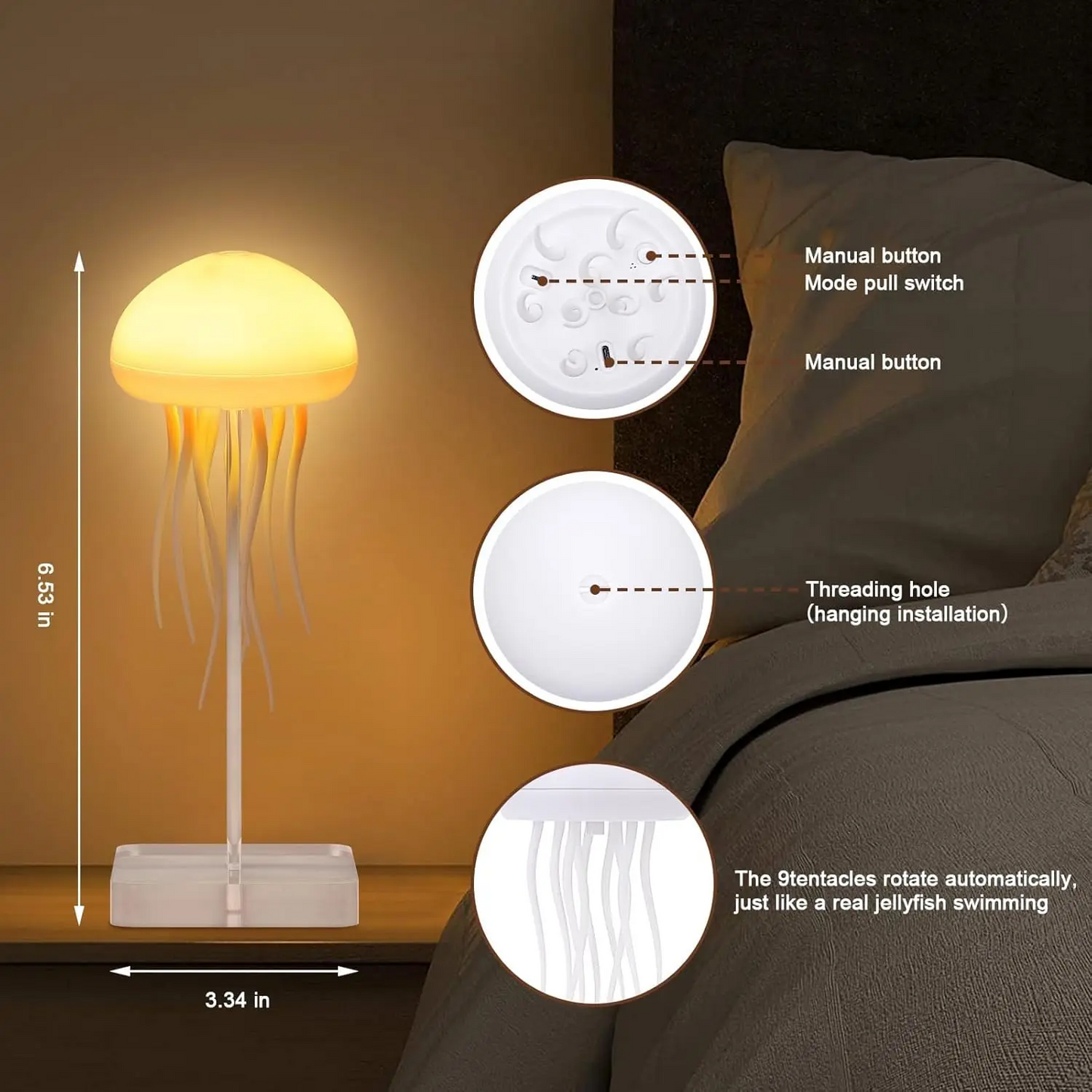 Jellyfish Dance LED Voice-Controlled Jellyfish Light (Suspended Type + Base)