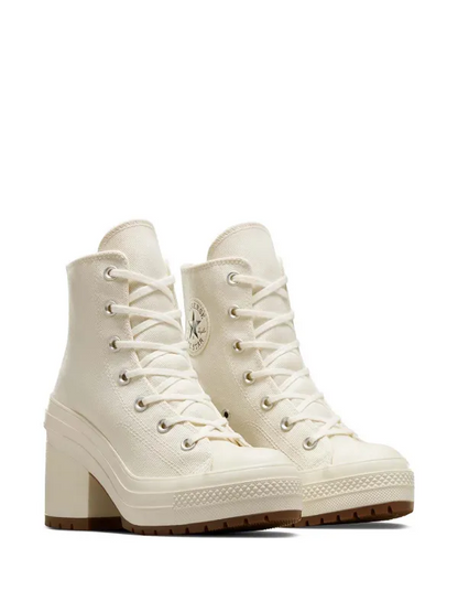 Chunky heeled lace-up canvas shoes