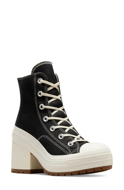 Chunky heeled lace-up canvas shoes