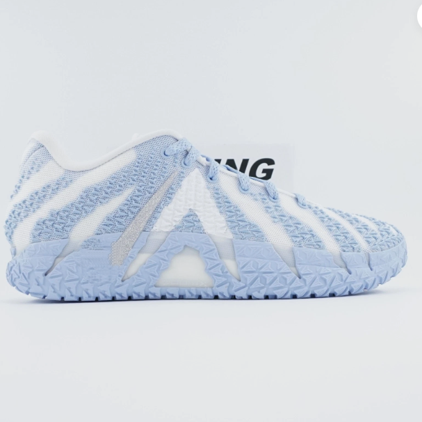 Black, white and blue flashing basketball shoes