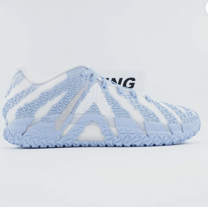 Black, white and blue flashing basketball shoes