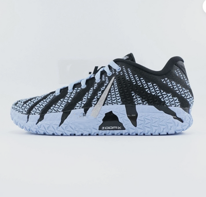 Black, white and blue flashing basketball shoes