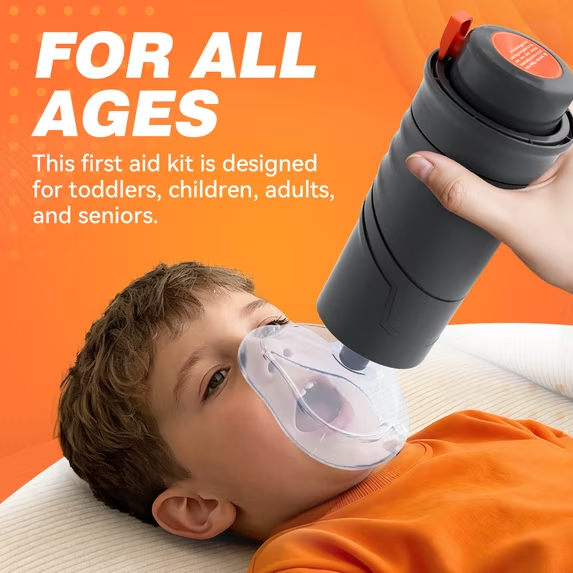 Classic wall-mounted home first aid and asphyxiation prevention kit