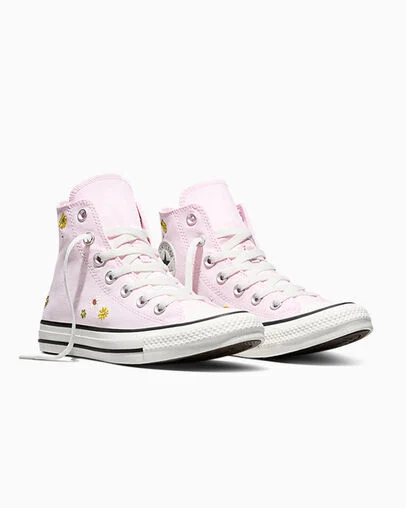 Embroidered flower high-top shoes