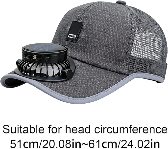 Sun hat with built-in fan, solar powered
