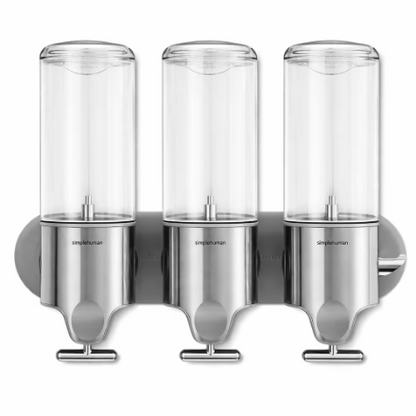Three-compartment wall-mounted stainless steel press-type soap dispenser