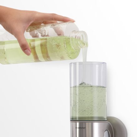 Three-compartment wall-mounted stainless steel press-type soap dispenser