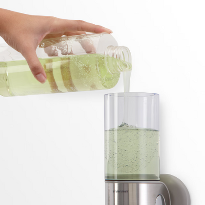 Three-compartment wall-mounted stainless steel press-type soap dispenser