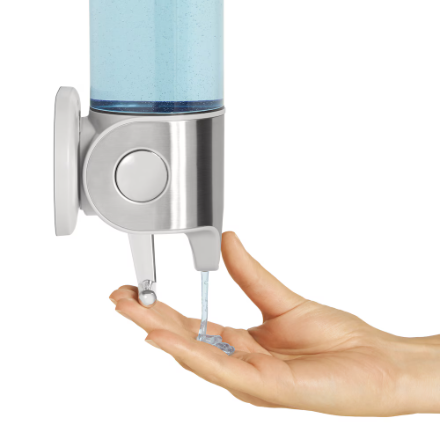 Three-compartment wall-mounted stainless steel press-type soap dispenser