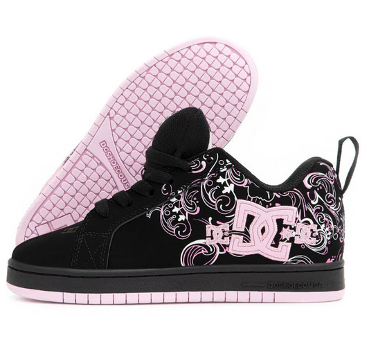 Black & Pink Floral Skate Sneakers