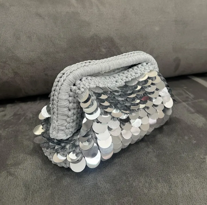 Crochet sequin clutch