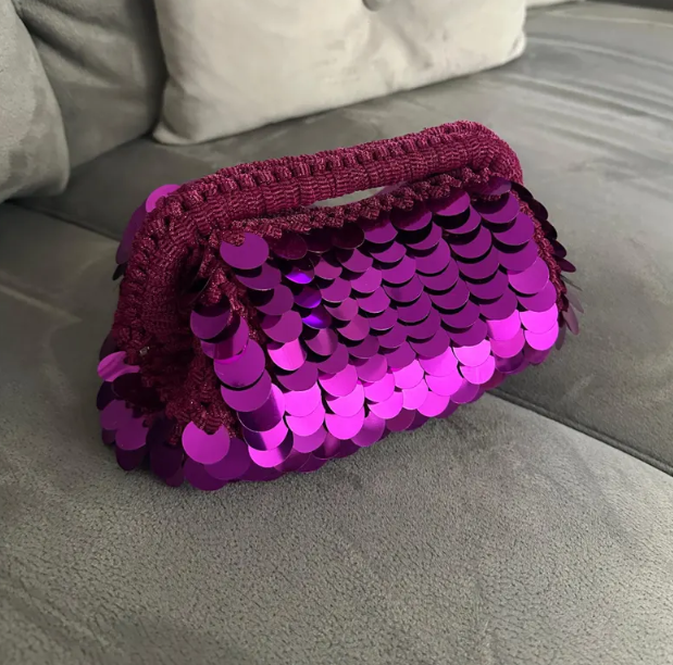 Crochet sequin clutch