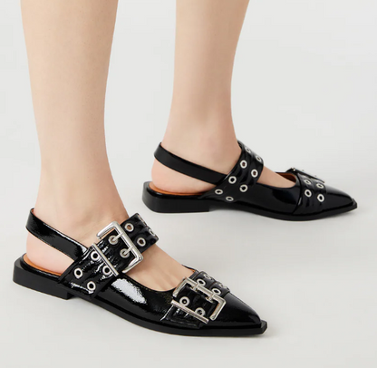 Studded pointed-toe mules