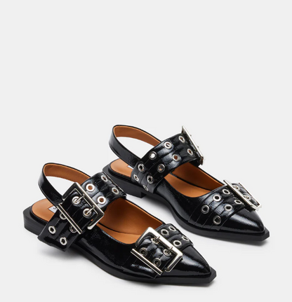 Studded pointed-toe mules