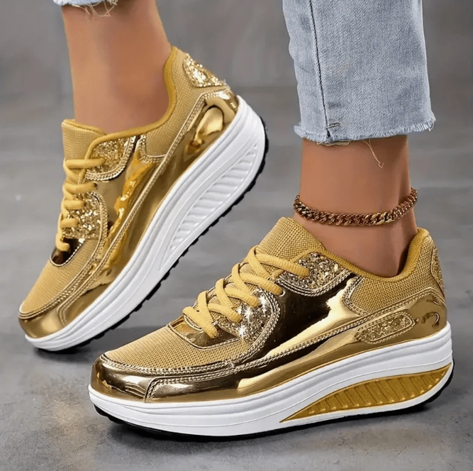 Metallic platform sneakers