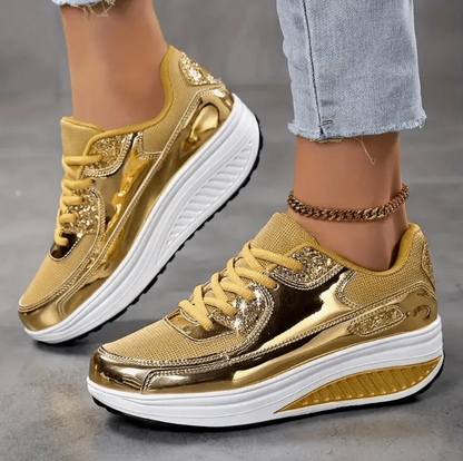 Metallic platform sneakers