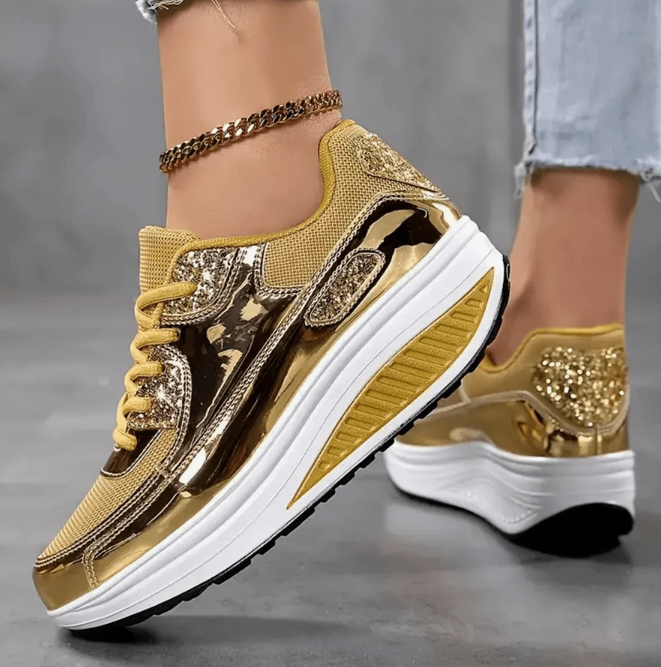 Metallic platform sneakers