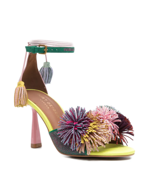 Pom-pom Embellished High-Heel Sandals