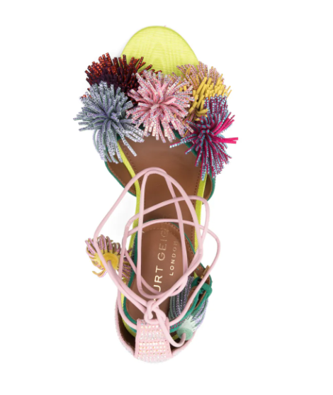 Pom-pom Embellished High-Heel Sandals