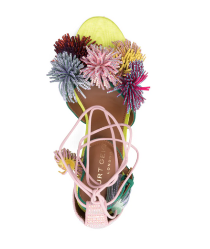 Pom-pom Embellished High-Heel Sandals