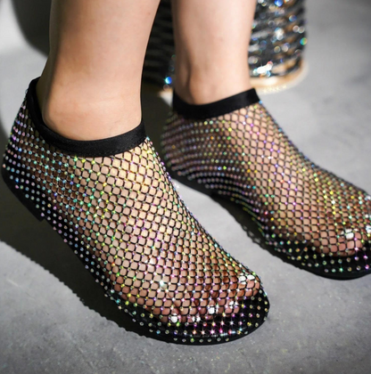 Crystal-Embellished Mesh Shoes