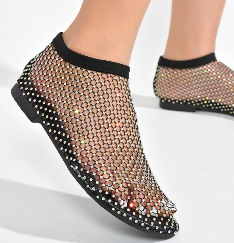 Crystal-Embellished Mesh Shoes