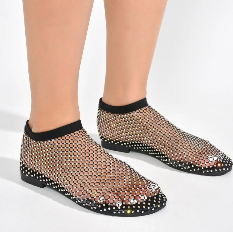 Crystal-Embellished Mesh Shoes