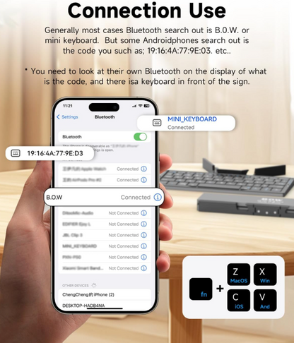 Mini folding Bluetooth keyboard with magnetic stand 2